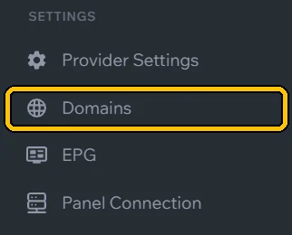 In the menu, click **Domains**.